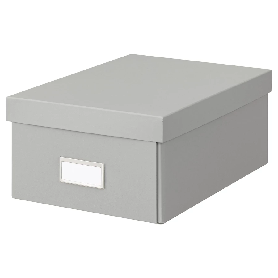 Контейнер с крышкой - HOVKRATS IKEA/ ХОВКРАТС ИКЕА, 32х23х14 см, серый (изображение №1)