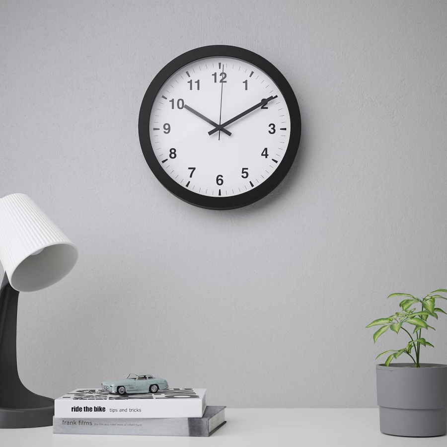 Настенные часы - IKEA TJALLA/ТЬАЛЛА ИКЕА, 4х28 см, белый/черный (изображение №2)