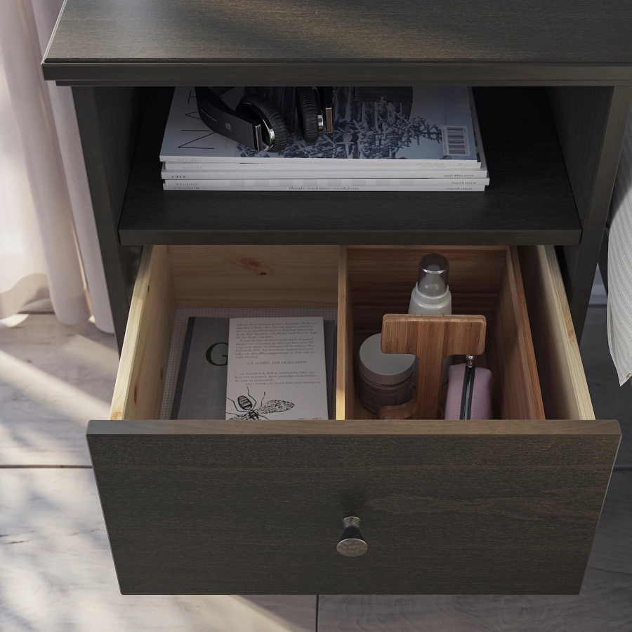 Комбинация мебели для спальни - IKEA IDANÄS/LINDBÅDEN/IDANAS/LINDBADEN, 200x140см, коричневый, ИДАНЭС/ЛИНДБАДЕН ИКЕА (изображение №7)