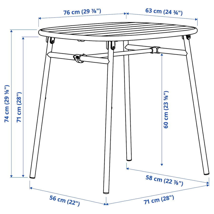 Стол + 2 стула - DUVSKÄR / DUVSKАR IKEA/ ДУВСКЕР ИКЕА, 76х74х63 см, белый /черный/под беленый дуб (изображение №4)