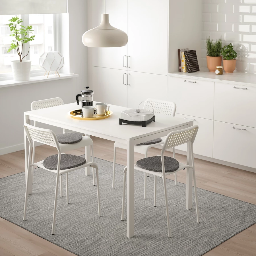 Стол и 4 стула - IKEA MELLTORP/ADDE/МЕЛЬТОРП/АДДЕ ИКЕА, 125х75 см, белый (изображение №3)