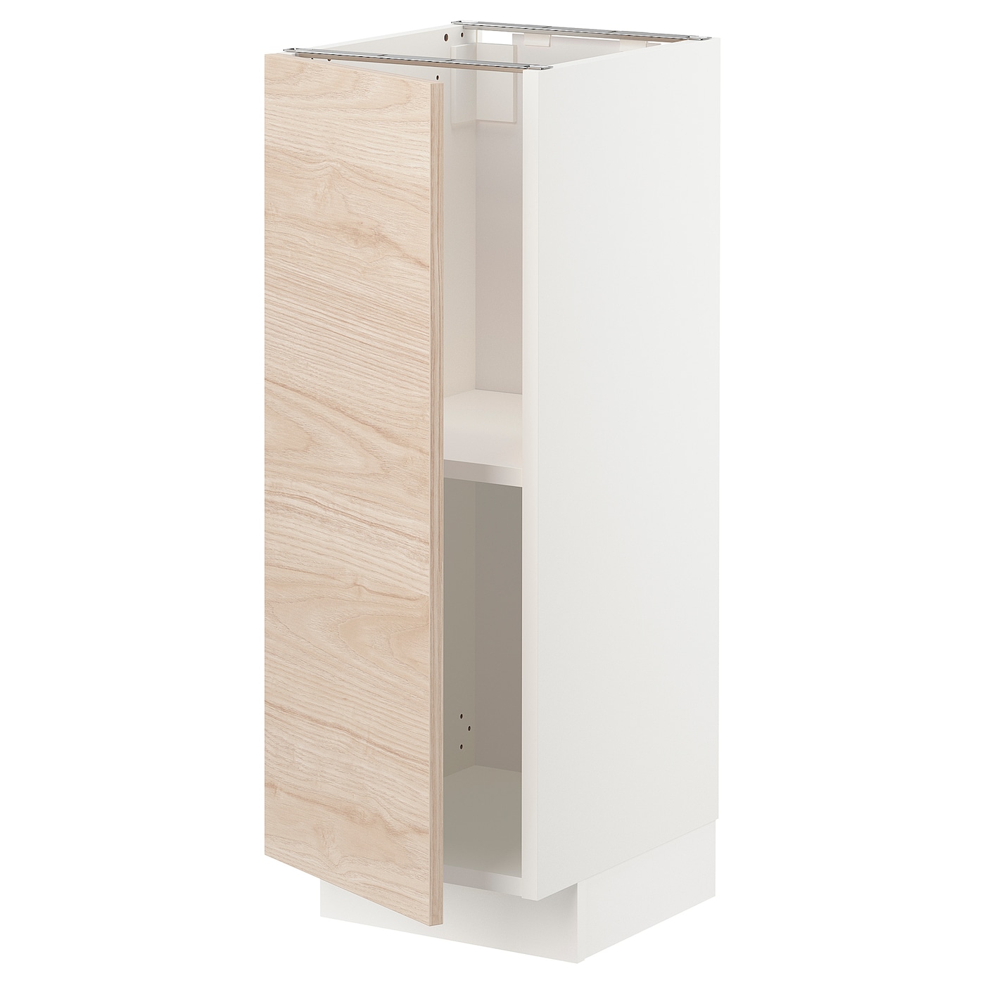 Напольный шкаф - IKEA METOD, 88x39x30см, белый/светлый ясень, МЕТОД ИКЕА