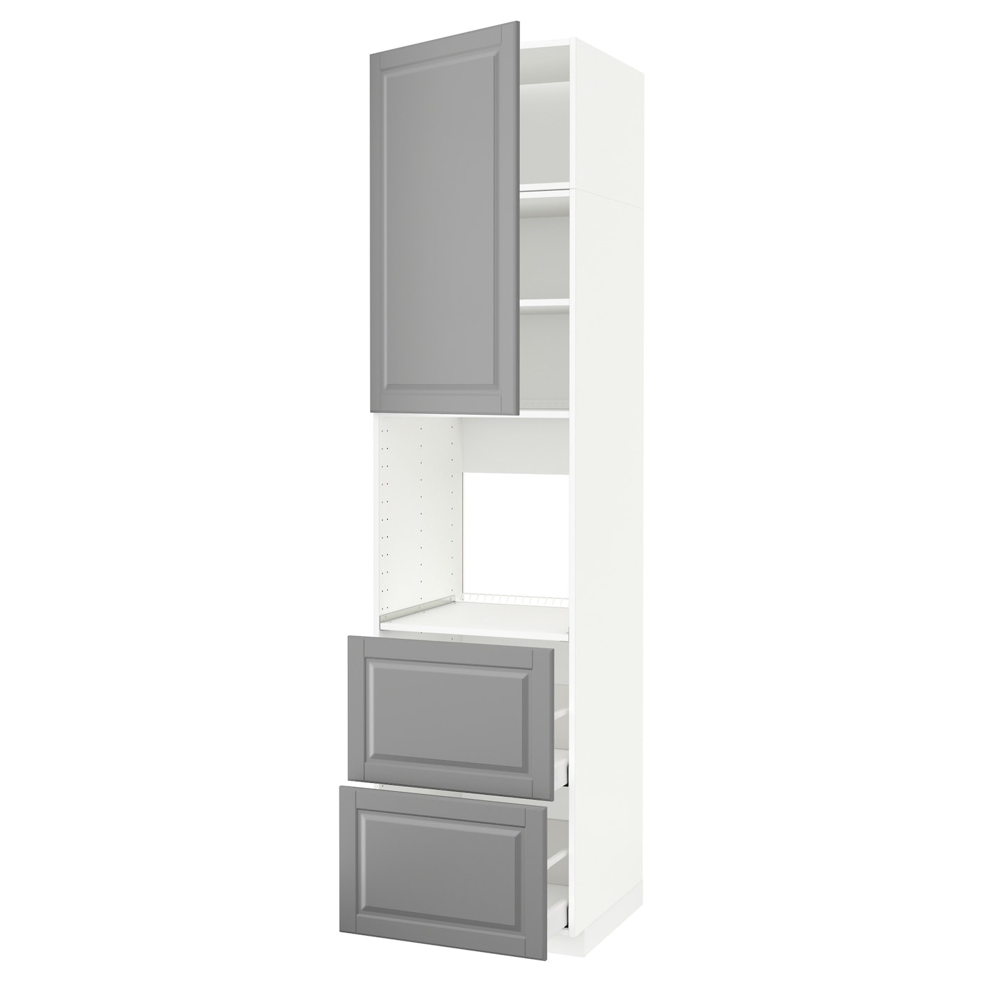 Высокий шкаф - IKEA METOD/MAXIMERA/МЕТОД/МАКСИМЕРА ИКЕА, 240х60х60 см, белый/серый