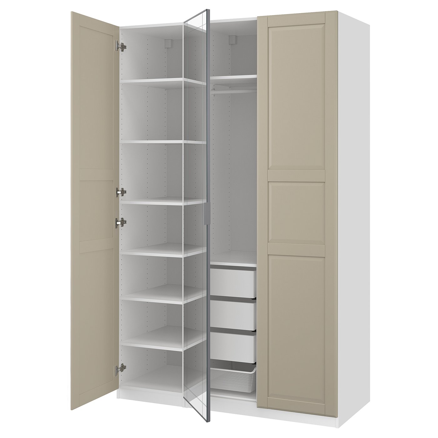 Гардеробная комбинация - IKEA PAX/TYSSEDAL/KAMMARTORP/ ПАКС/ТИССЕДАЛЬ ИКЕА, 236x150x60 см ,белый/бежевый