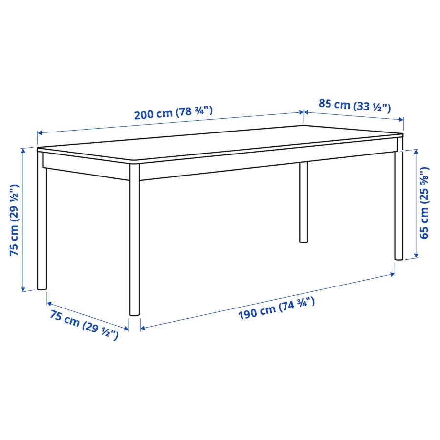 Стол  - IKEA TONSTAD/ТОНСТАД ИКЕА, 200х85 см, светло-коричневый (изображение №5)