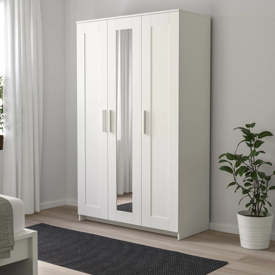 Шкаф платяной 3-дверный - IKEA BRIMNES/БРИМНЭС/БРИМНЕС ИКЕА, 117х190 см, белый, (изображение №10)