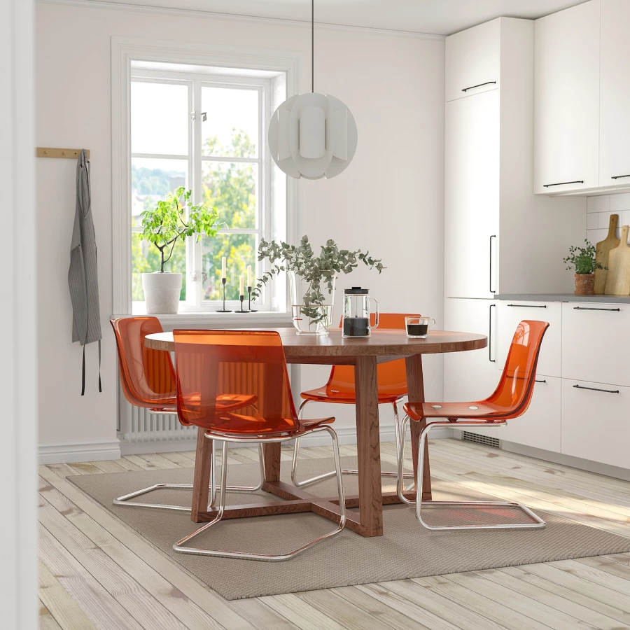 Обеденный набор - MÖRBYLÅNGA/TOBIAS IKEA/МЕРБИЛОНГА/ТОБИАС ИКЕА,145 см, коричневый/оранжевый (изображение №2)
