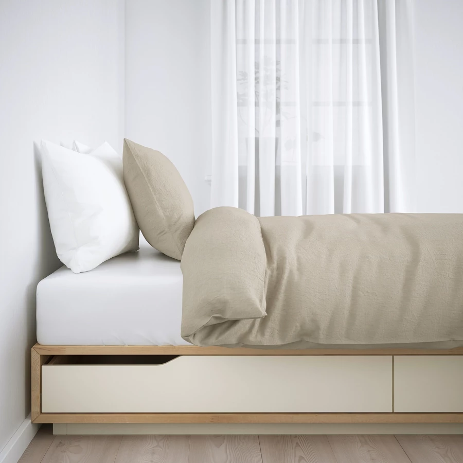 Основание двуспальной кровати с выдвижными ящиками - IKEA MANDAL, 200х140 см, береза/белый, МАНДАЛЬ ИКЕА (изображение №2)