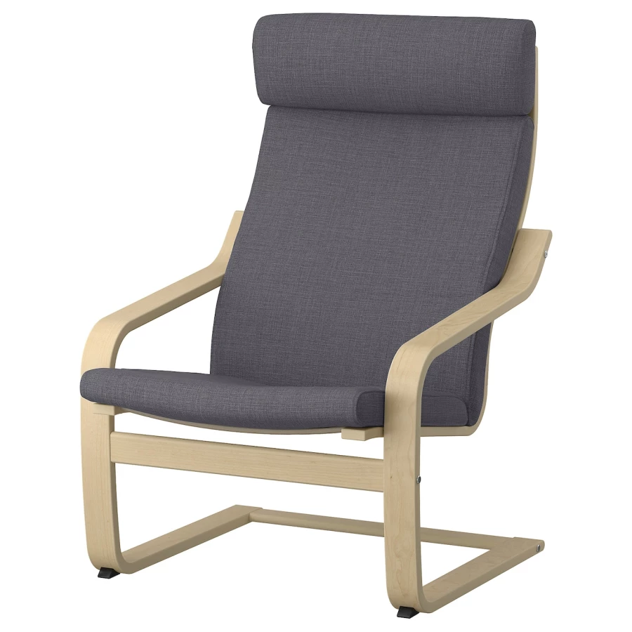 Кресло-качалка - IKEA POÄNG/POANG/ПОЭНГ ИКЕА, 68х82х100 см, темно-серый (изображение №1)