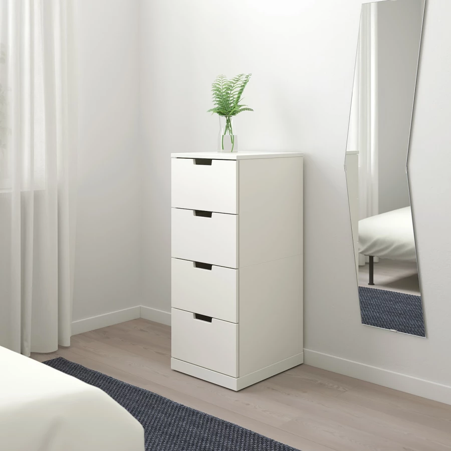 Комод - IKEA NORDLI/НОРДЛИ ИКЕА, 47х40х99 см, белый (изображение №2)