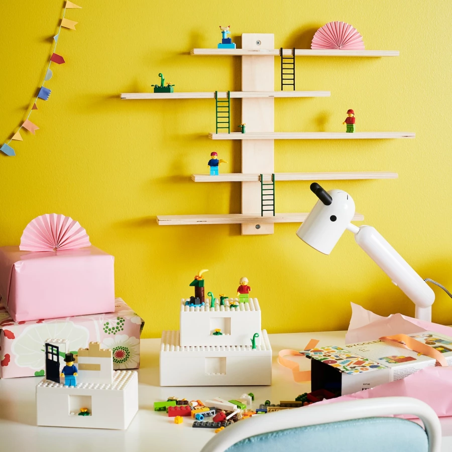 Набор коробок LEGO® с крышкой - IKEA BYGGLEK, 3 штуки, белый  ИКЕА БЮГГЛЕК (изображение №6)