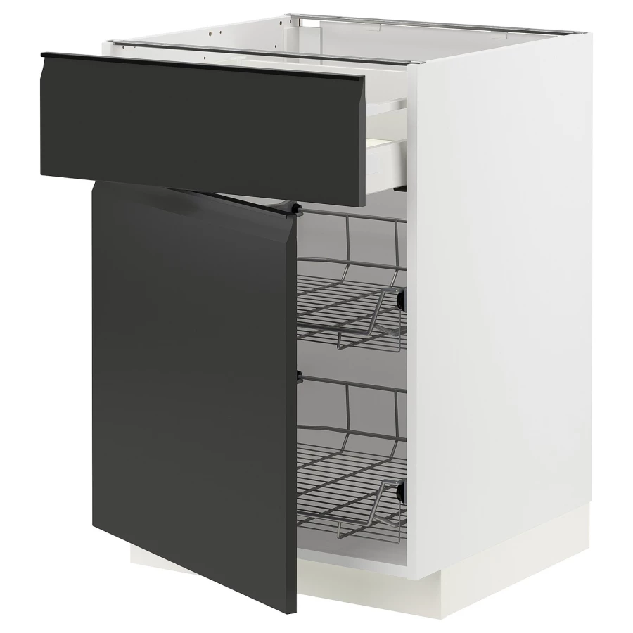 Напольный шкаф - METOD / MAXIMERA IKEA/ МЕТОД/ МАКСИМЕРА ИКЕА,  60х88 см, белый/черный (изображение №1)
