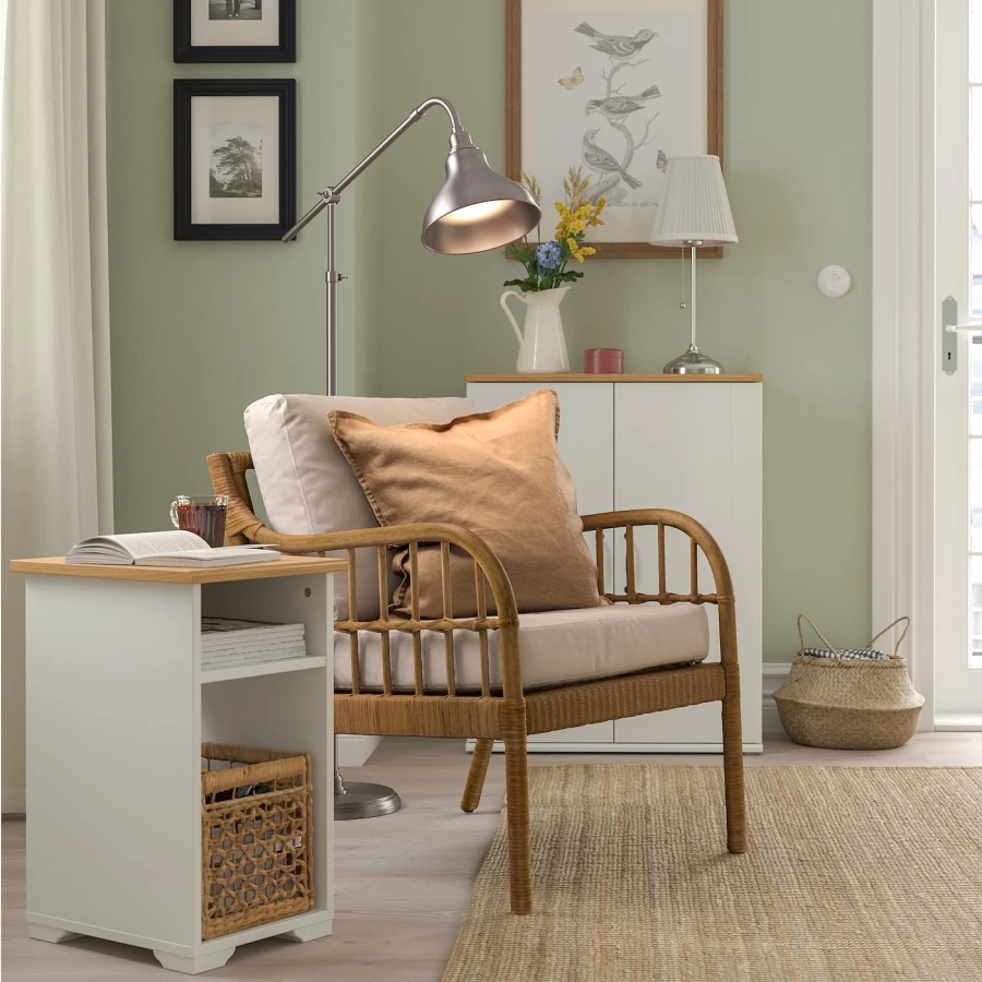 Столик придиванный - IKEA SKRUVBY/ СКРУБВИ ИКЕА, 58х40х32 см, белый/коричневый (изображение №3)