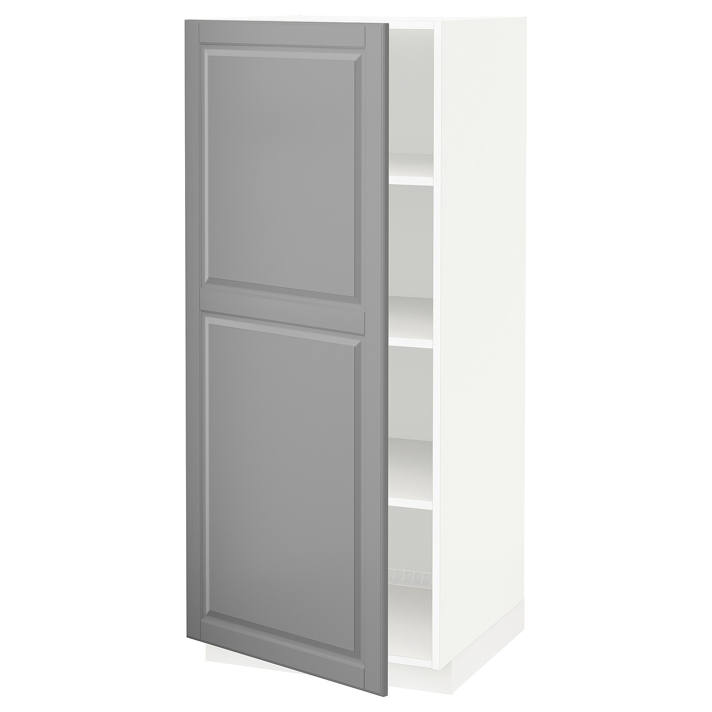Высокий кухонный шкаф с полками - IKEA METOD/МЕТОД ИКЕА, 140х60х60 см, белый/серый