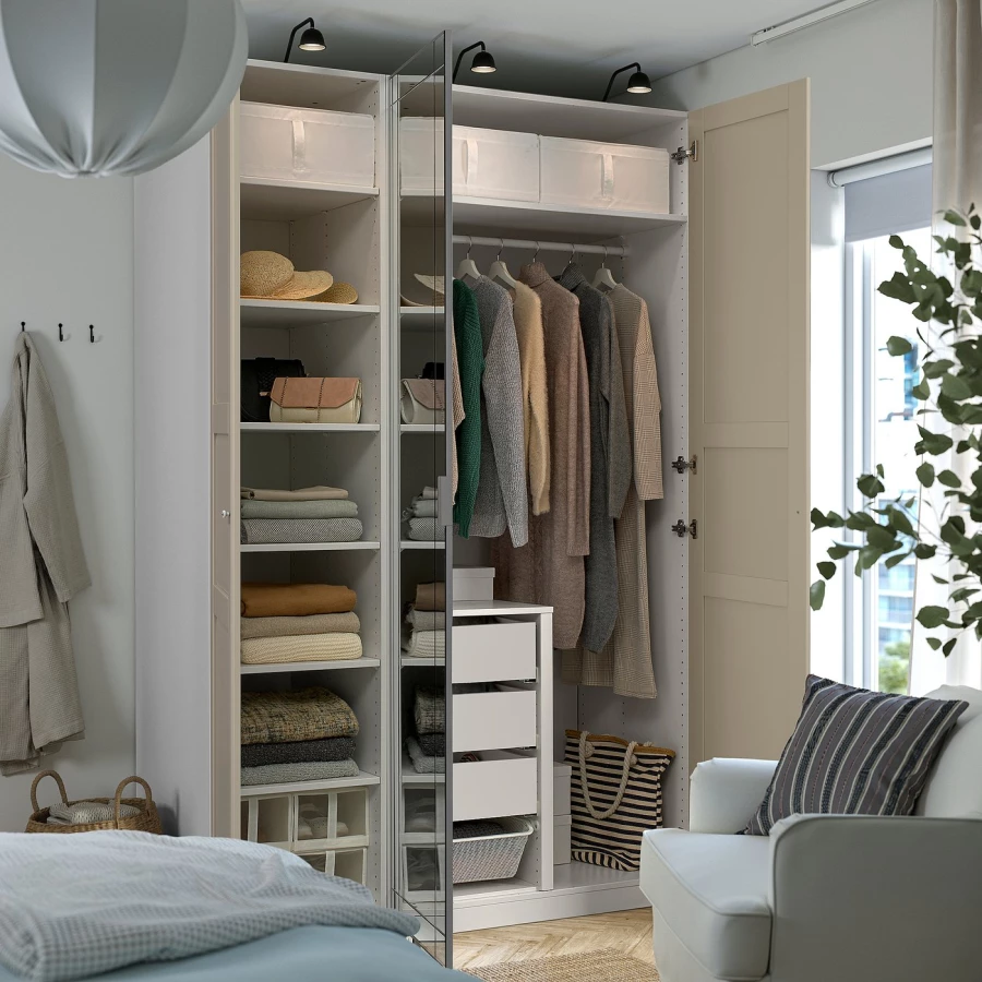 Гардеробная комбинация - IKEA PAX/TYSSEDAL/KAMMARTORP/ ПАКС/ТИССЕДАЛЬ ИКЕА, 236x150x60 см ,белый/бежевый (изображение №3)