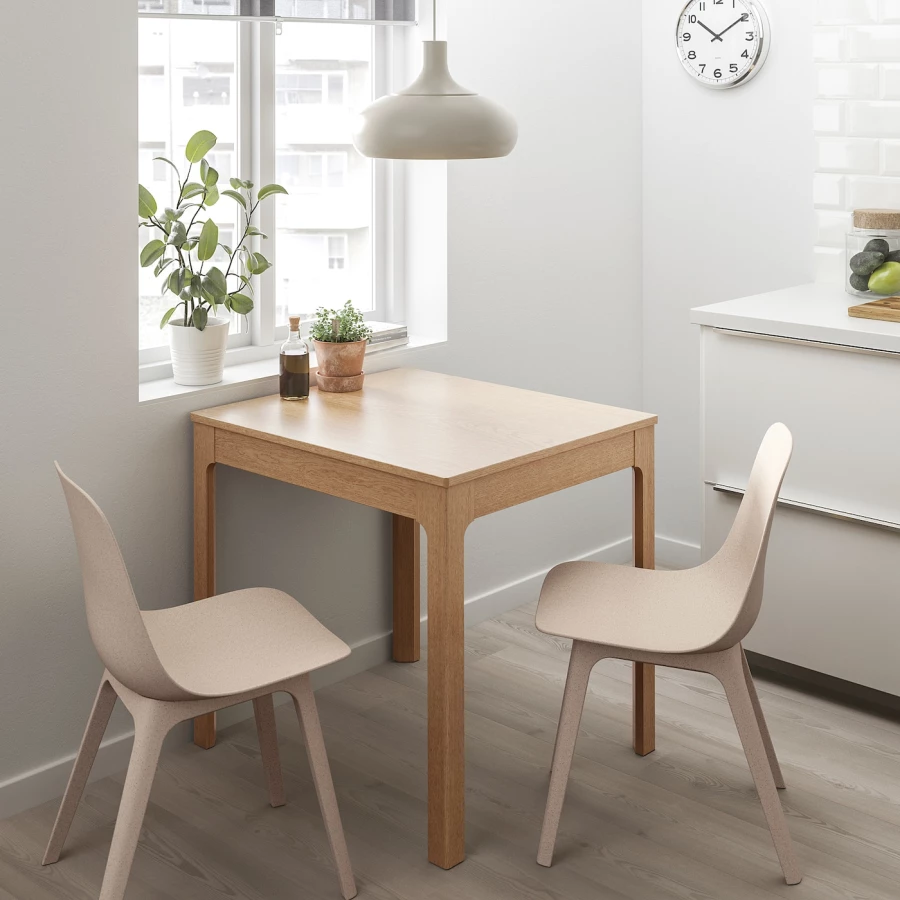 Стол и 2 стула - IKEA EKEDALEN/ODGER/ЭКЕДАЛЕН/ОДГЕР ИКЕА, 120х80 см, дуб/бежевый (изображение №2)