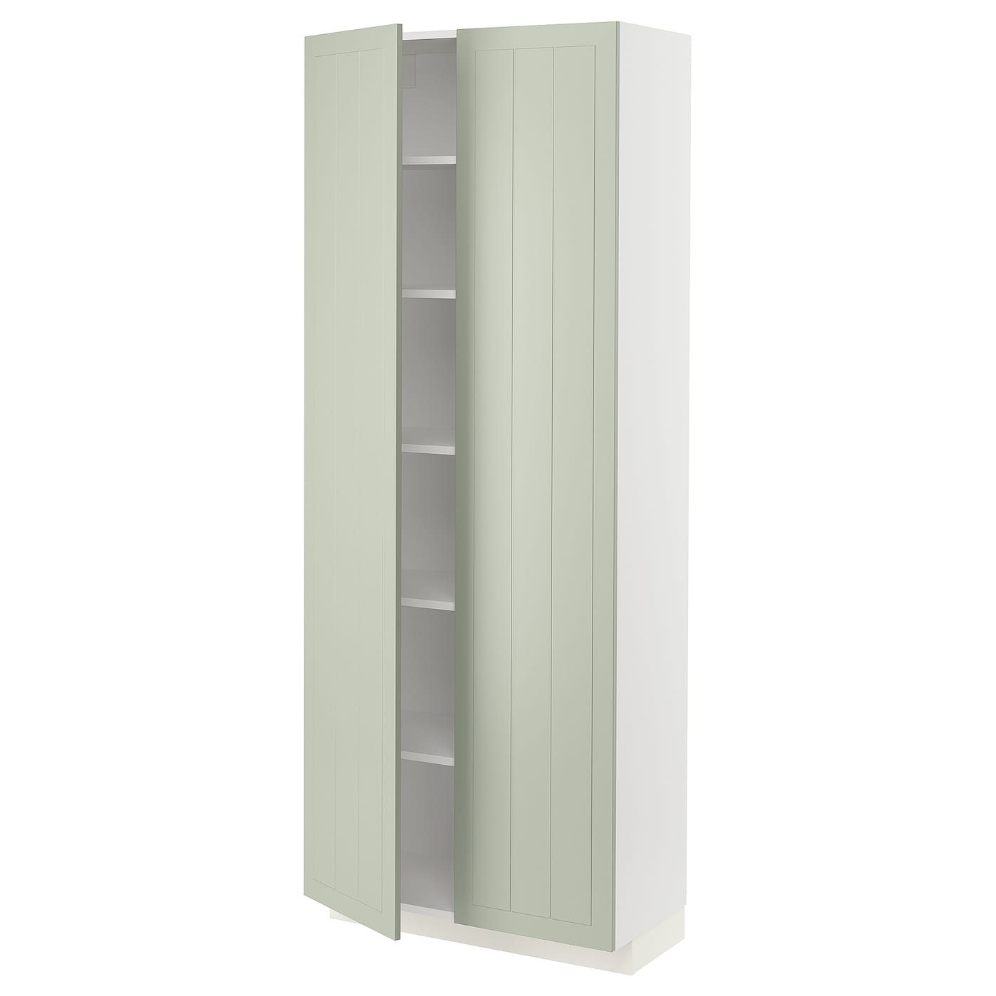 Высокий кухонный шкаф с полками - IKEA METOD/МЕТОД ИКЕА, 200х37х80 см, белый/зеленый