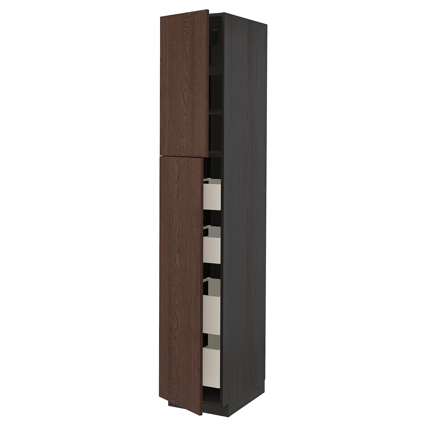 Высокий шкаф - IKEA METOD/MAXIMERA/МЕТОД/МАКСИМЕРА ИКЕА, 60х60х220 см, черный-коричневый