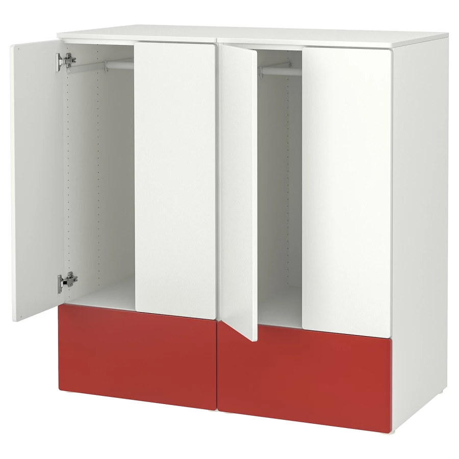 Шкаф - SMÅSTAD / PLATSA/ SMАSTAD  IKEA/ СМОСТАД / ПЛАТСА ИКЕА, 123х120 см, белый/красный (изображение №1)