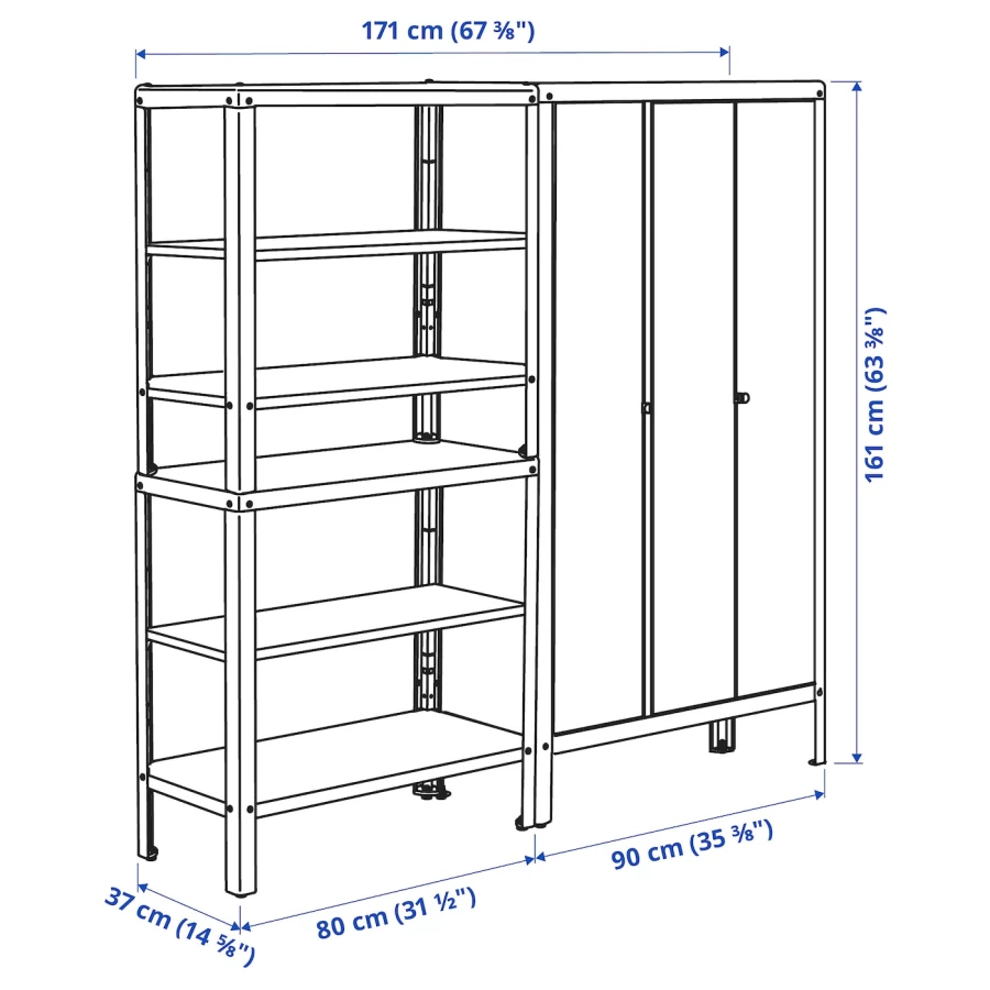 Книжный шкаф - KOLBJÖRN / KOLBJORN IKEA/ КОЛЬБЬЕРН ИКЕА,  171х161 см, бежевый (изображение №11)