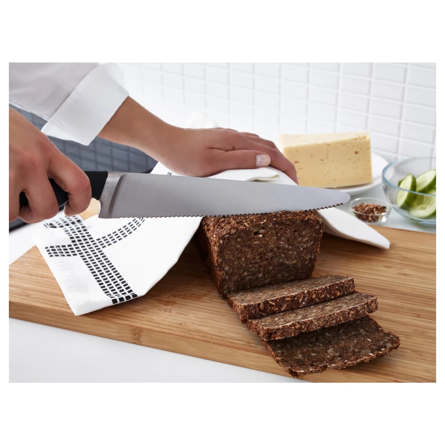 Нож для хлеба - IKEA VÖRDA/VORDA, 37см, черный/серебристый, ВОРДА ИКЕА (изображение №2)