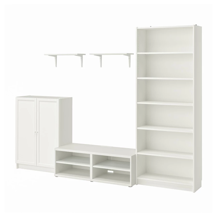 Шкаф для ТВ - IKEA BILLY\BESTÅ, 280x40x202 см, белый, Билли\Бесто ИКЕА (изображение №1)