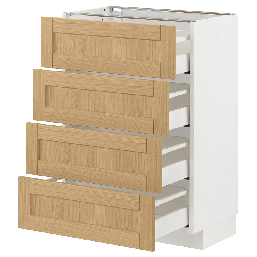 Навесной шкаф - METOD / MAXIMERA IKEA/ МЕТОД/ МАКСИМЕРА ИКЕА,  37х60 см, белый/ под беленый дуб (изображение №1)