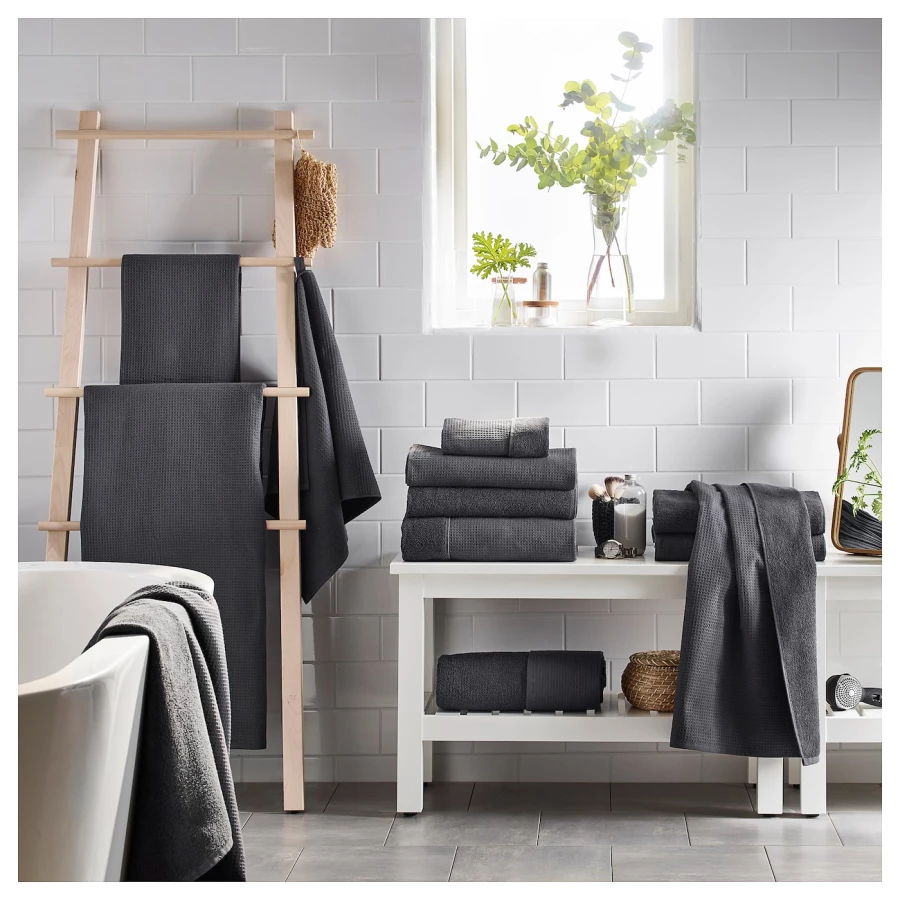 Полотенце для рук - IKEA SALVIKEN, 100х50 см, серый, САЛЬВИКЕН ИКЕА (изображение №5)