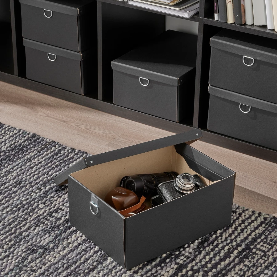 Коробка с крышкой - NIMM IKEA/ НИММ  ИКЕА, 35х25х15 см, черный (изображение №9)