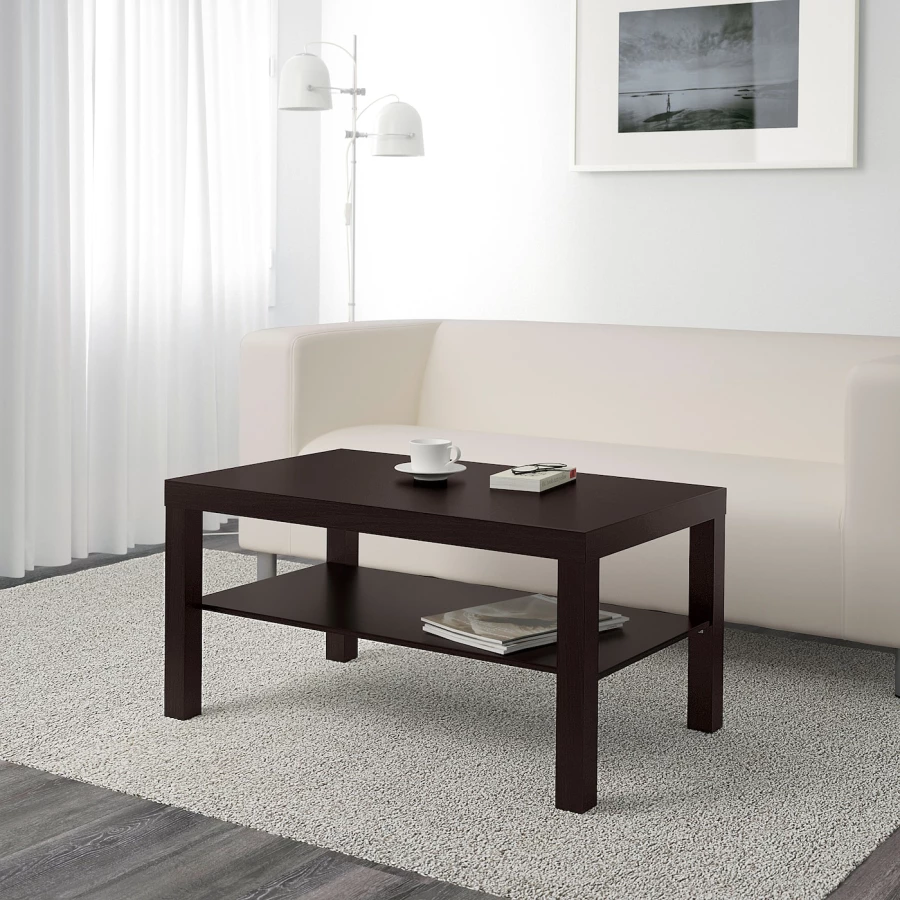 Журнальный стол - IKEA LACK/ИКЕА ЛАКК, 90х55х45 см, черно-коричневый (изображение №2)