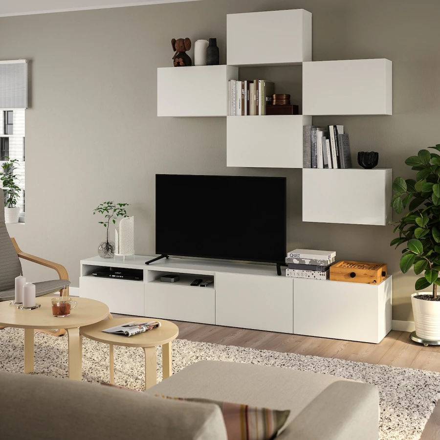 Шкаф для ТВ - IKEA BESTÅ/BESTA, 240x42x230 см, белый, Бесто ИКЕА (изображение №2)