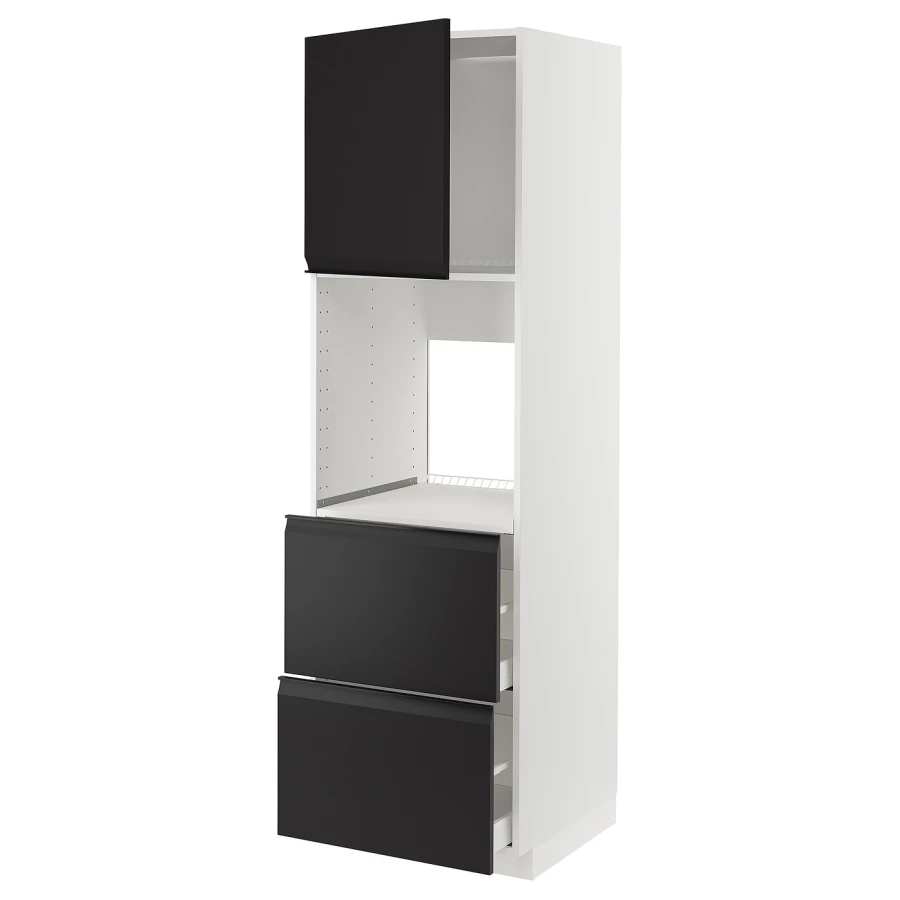 Высокий шкаф - IKEA METOD/MAXIMERA/МЕТОД/МАКСИМЕРА ИКЕА, 200х60х60 см, белый/черный (изображение №1)