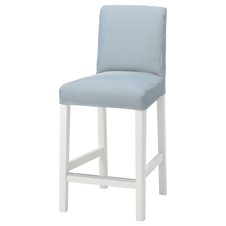 Барный стул со спинкой - BERGMUND IKEA/БЕРГМУНД ИКЕА, 97х45х48см, голубой (изображение №1)