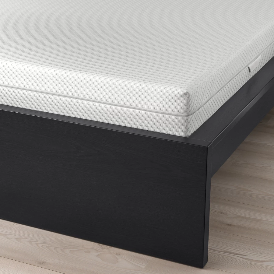 Кровать - IKEA MALM, 200х90 см, матрас средне-жесткий, черный, МАЛЬМ ИКЕА (изображение №4)