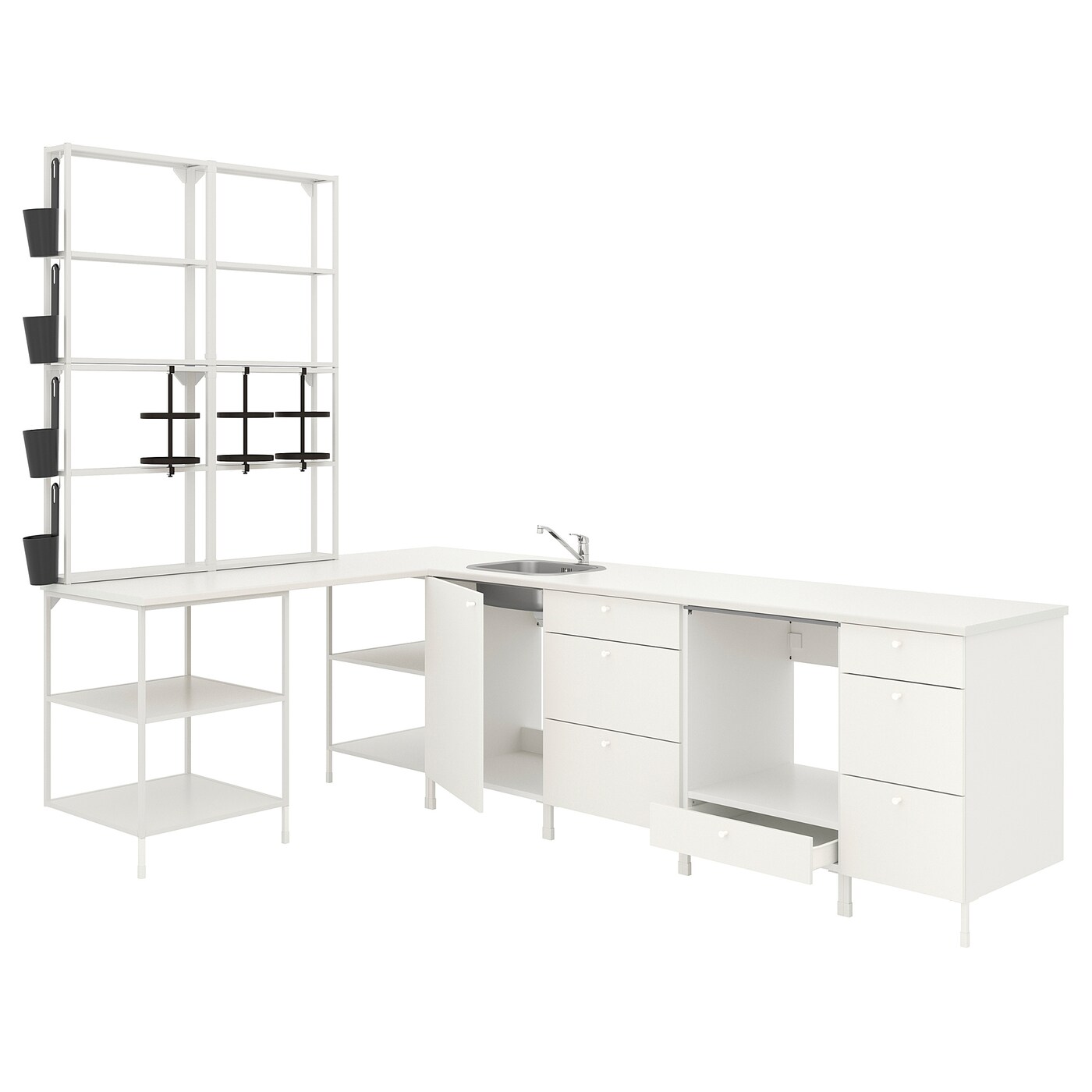 Угловая кухня -  ENHET  IKEA/ ЭНХЕТ ИКЕА, 281,5х150 см, белый