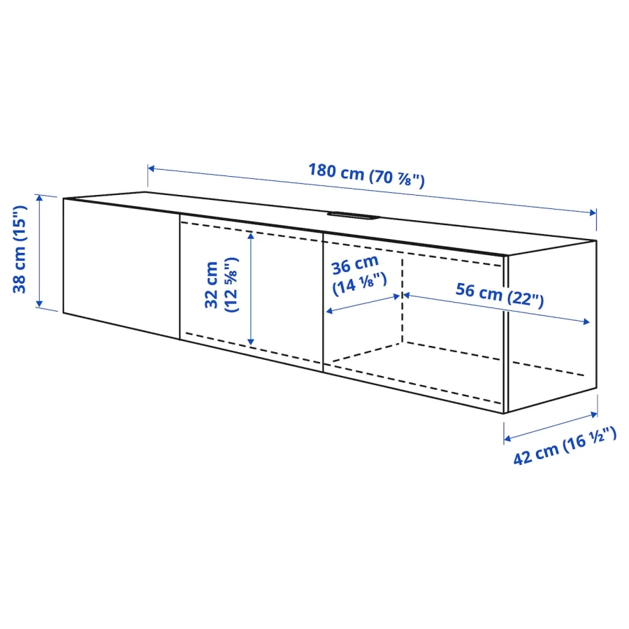 Тумба под ТВ с дверцами - IKEA BESTÅ/BESTA/БЕСТО ИКЕА, 42х38х180 см, белый/темно-серый (изображение №5)