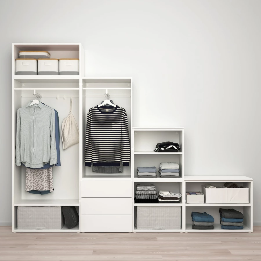 Платяной шкаф - PLATSA/IKEA/ ПЛАТСА ИКЕА,280x42x221 см, белый (изображение №3)
