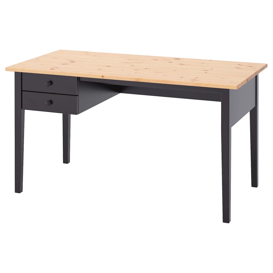 Письменный стол с ящиком - IKEA ARKELSTORP, 140х70 см, под беленый дуб/черный, АРКЕЛЬСТОРП ИКЕА (изображение №1)