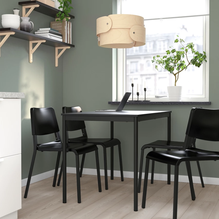 Кухонный стол - SANDSBERG/TEODORES IKEA/САНДСБЕРГ/ТЕОДОРЕС ИКЕА, 110х73х67 см, черный (изображение №2)