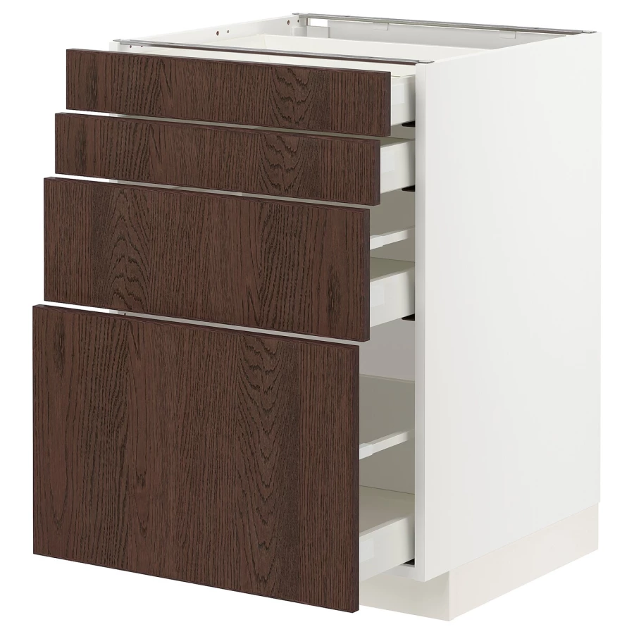 Напольный кухонный шкаф  - IKEA METOD MAXIMERA, 88x62x60см, белый/темно-коричневый, МЕТОД МАКСИМЕРА ИКЕА (изображение №1)