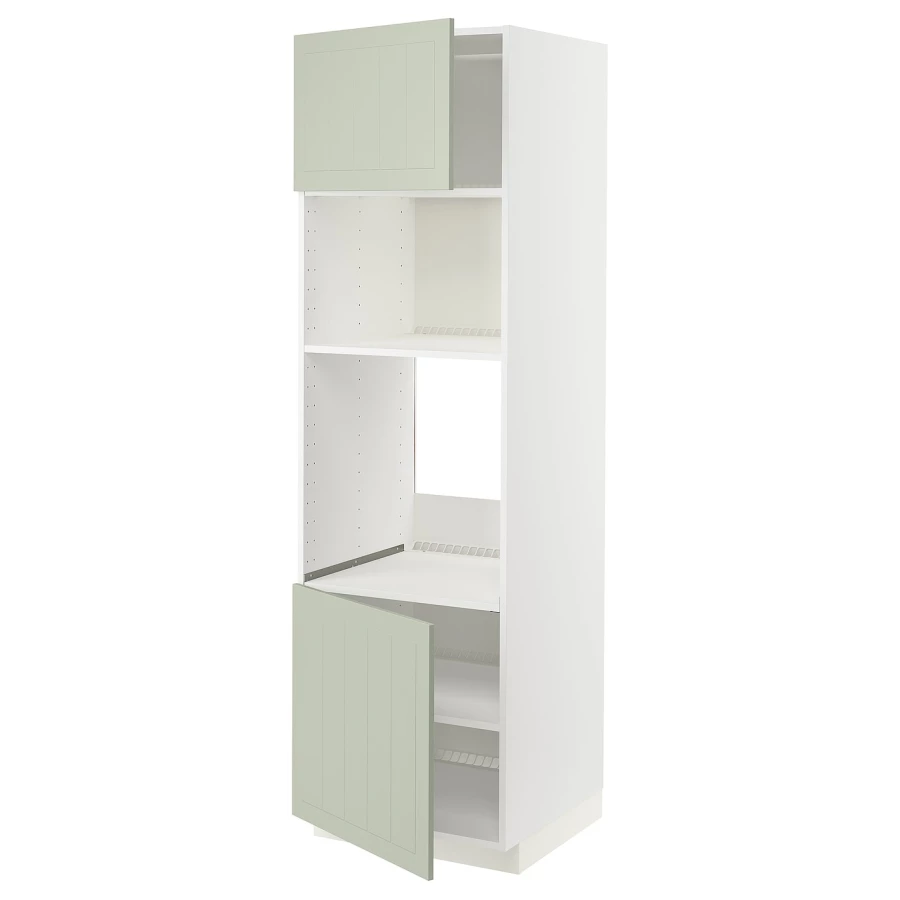 Кухонный шкаф-пенал - IKEA METOD/МЕТОД ИКЕА, 200х60х60 см, белый/зеленый (изображение №1)
