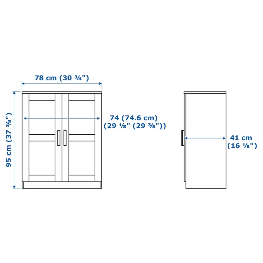 Шкаф с 2 дверями - IKEA BRIMNES, 78х95 см, белый, БРИМНЕС ИКЕА (изображение №6)
