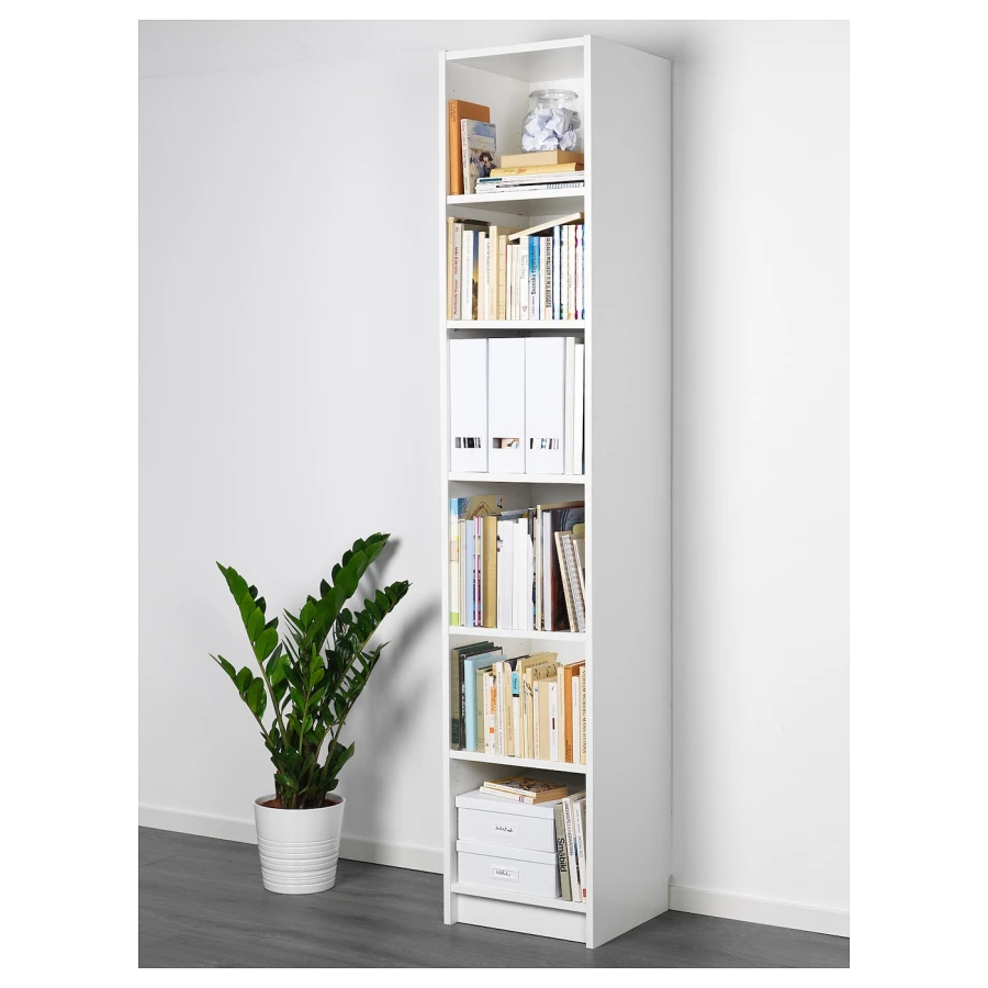 Открытый книжный шкаф - BILLY IKEA/БИЛЛИ ИКЕА, 40х40х202 см, белый (изображение №2)