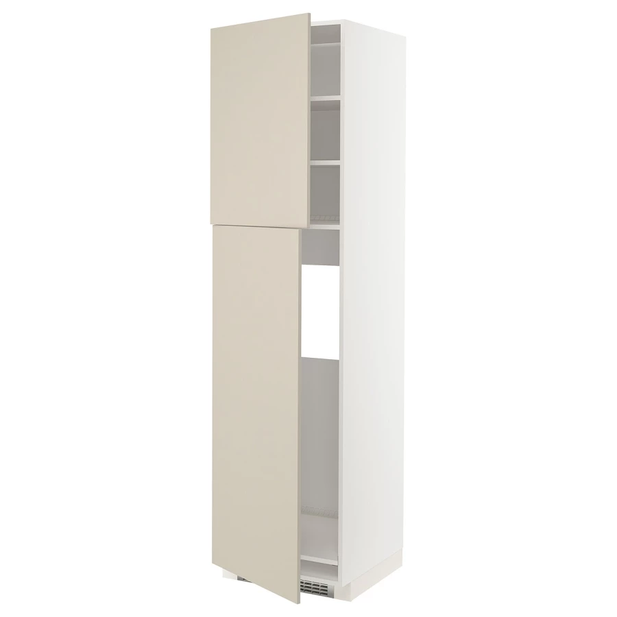 Высокий кухонный шкаф - IKEA METOD/МЕТОД ИКЕА, 220х60х60 см, белый/бежевый (изображение №1)