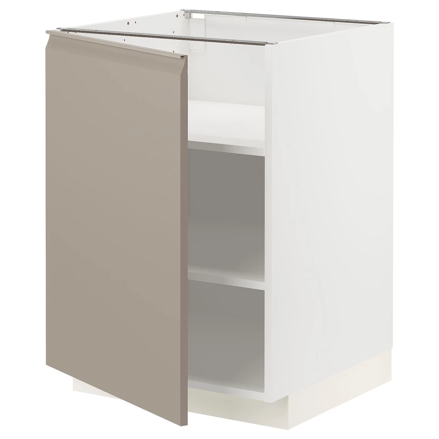 Напольный шкаф - IKEA METOD, 88x62x60см, белый/темно-бежевый, МЕТОД ИКЕА (изображение №1)