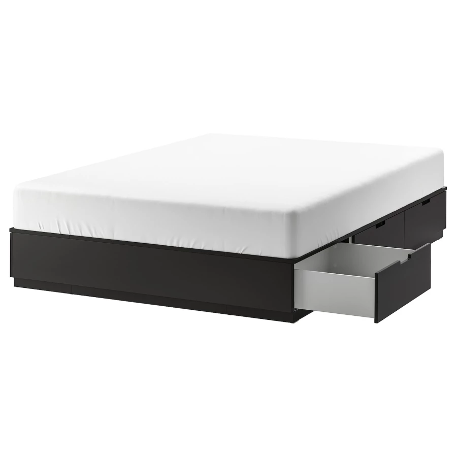 Каркас кровати с ящиками - IKEA NORDLI, 200х160 см, черный, НОРДЛИ ИКЕА (изображение №1)