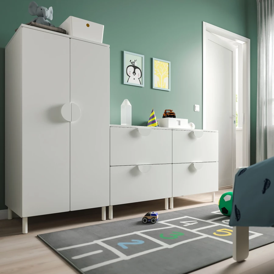 Детская гардеробная комбинация - IKEA PLATSA SMÅSTAD/SMASTAD, 180x57x133см, белый, ПЛАТСА СМОСТАД ИКЕА (изображение №2)