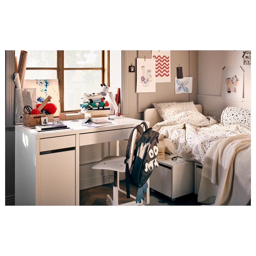 Каркас кровати с 3 ящиками - IKEA SLÄKT/LURÖY/SLAKT/LUROY, 200х90 см, белый, СЛЭКТ/ЛУРОЙ ИКЕА (изображение №5)