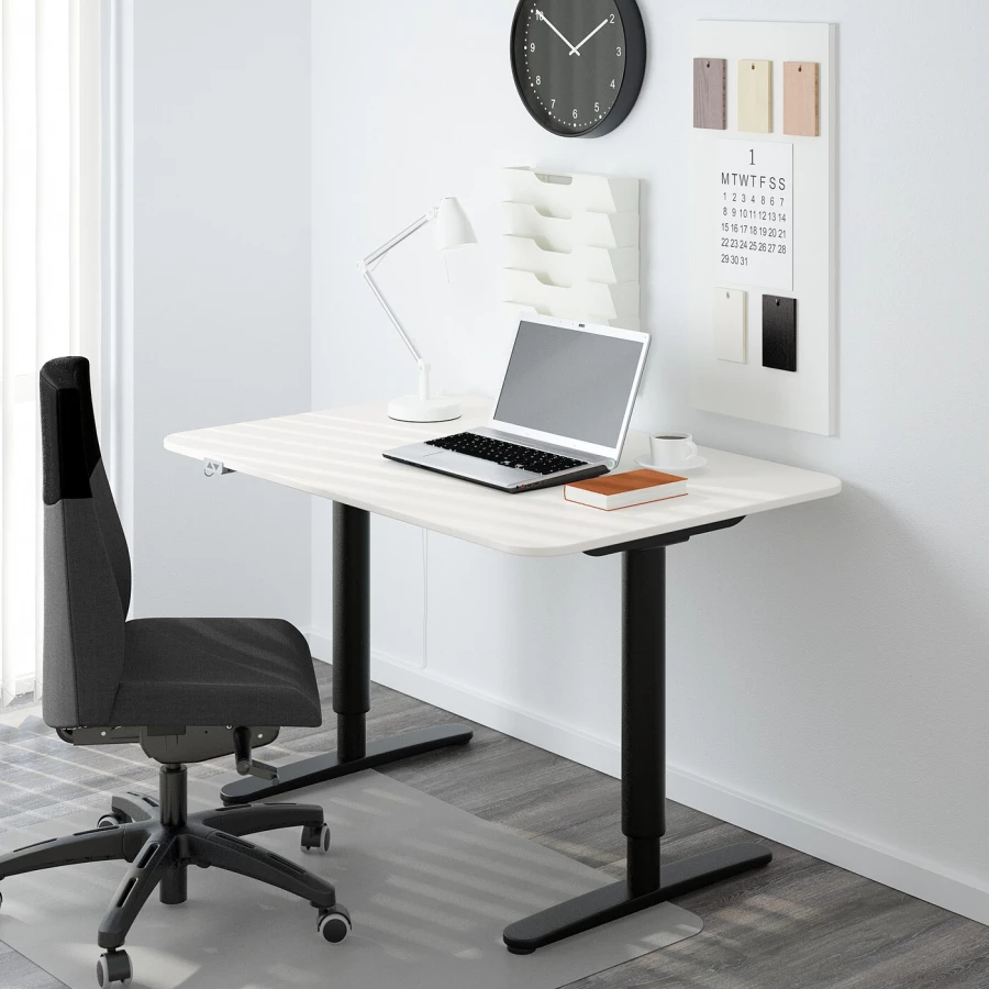 Письменный стол - IKEA BEKANT, 120х80х65-125 см, черный/белый, БЕКАНТ ИКЕА (изображение №2)