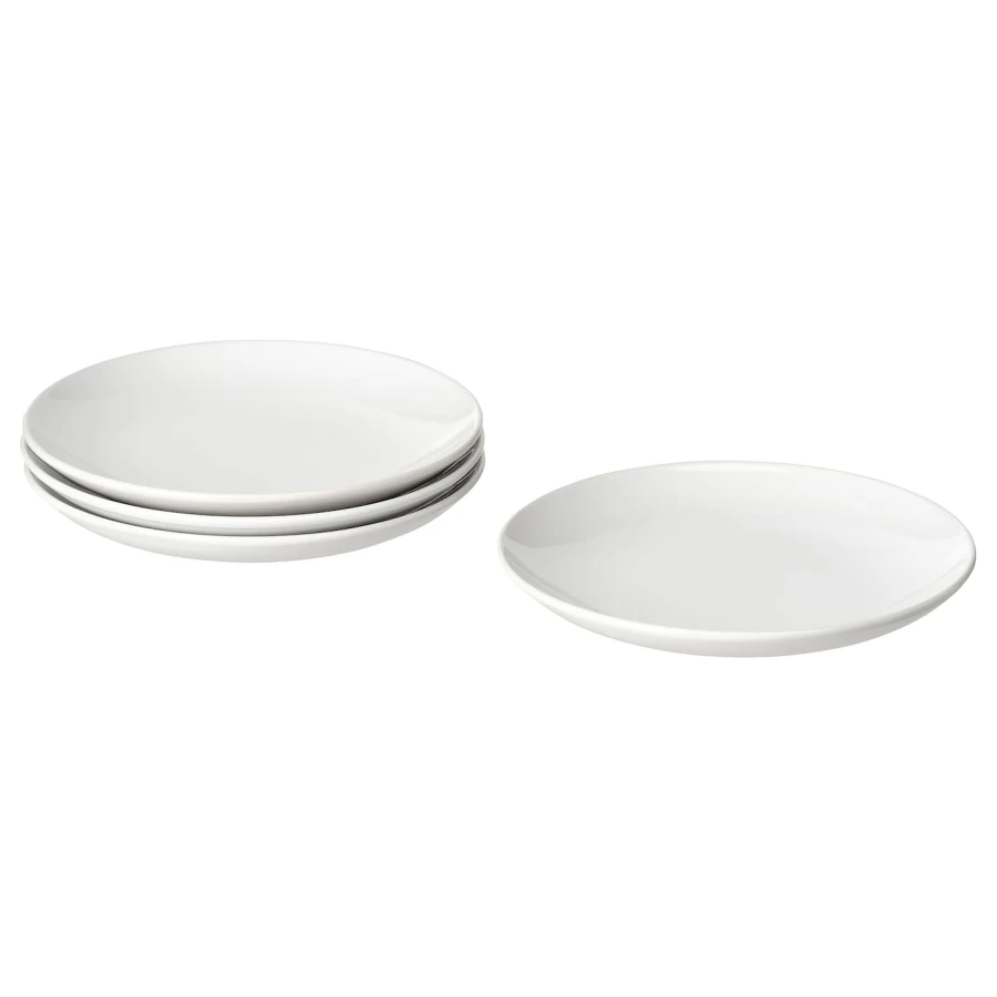 Набор тарелок, 4 шт. - IKEA GODMIDDAG, 20 см, белый, ГОДМИДДАГ ИКЕА (изображение №1)